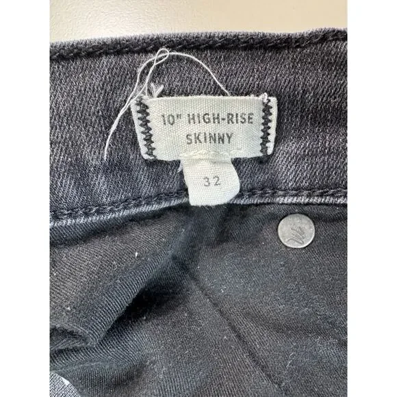 Madewell Women’s 10” High Rise Skinny Jeans Size 32 Black Wash Button Front Fray - Picture 4 of 15
